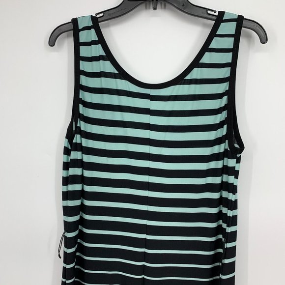 Roz & Ali Maxi Dress Stripe Blue Black Jersey Stretch Sleeveless - Picture 7 of 10